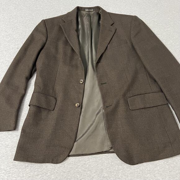 Vintage Oscar de la Renta Blazer Mens 40R Brown Wool Sport Coat Three Button - Picture 1 of 16